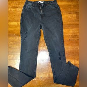 Black distressed jeans